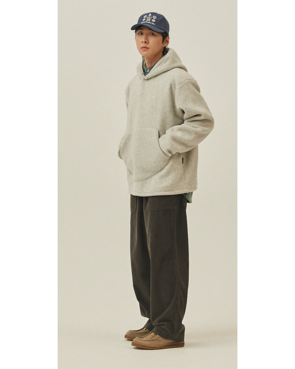 Sunrise fleece button hoodie heather white