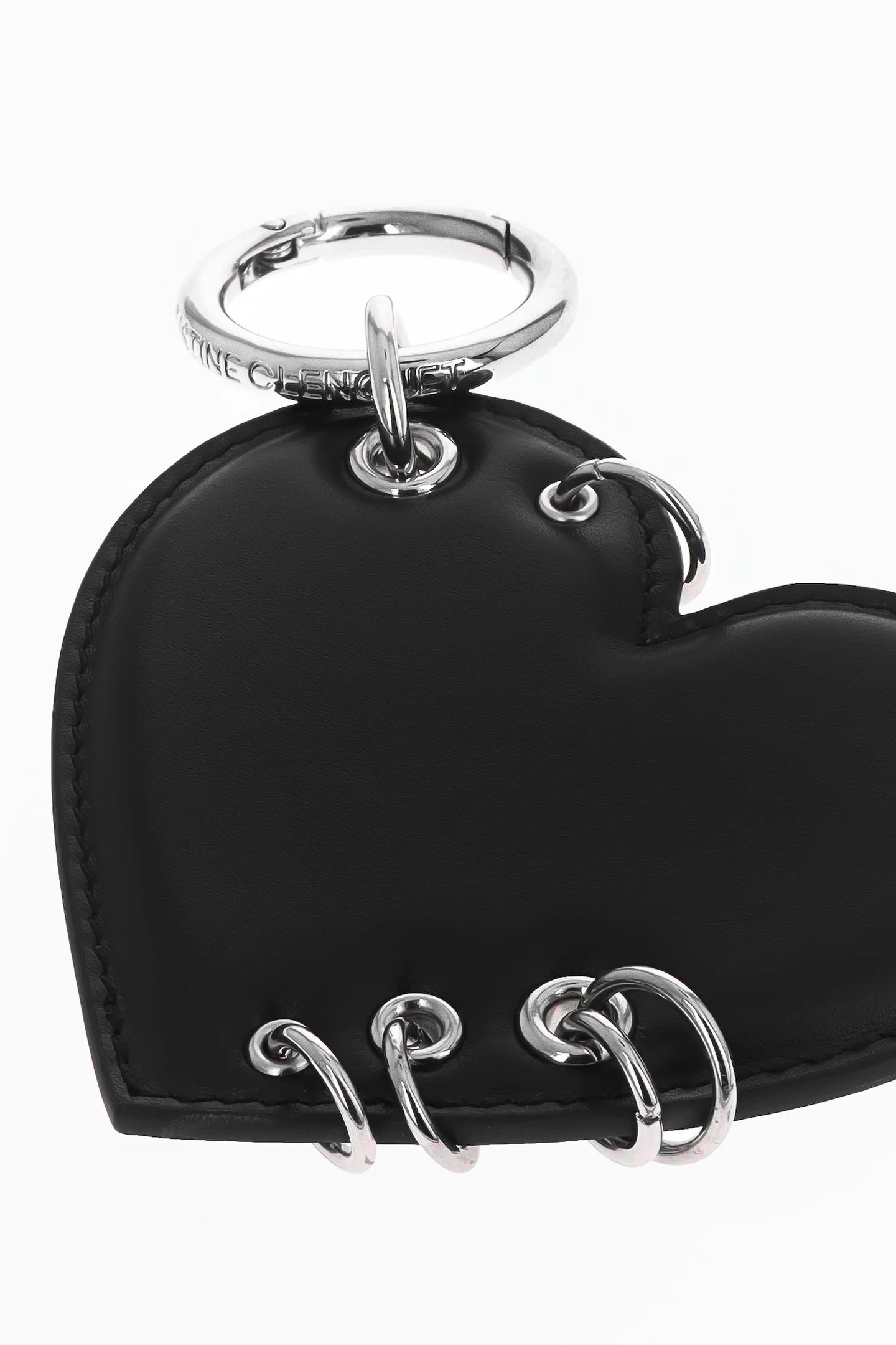 Black nappa leather heart charm