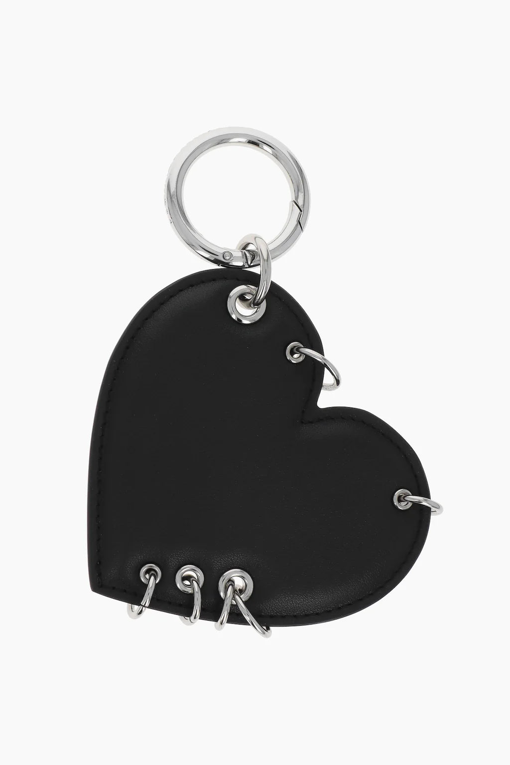 Black nappa leather heart charm