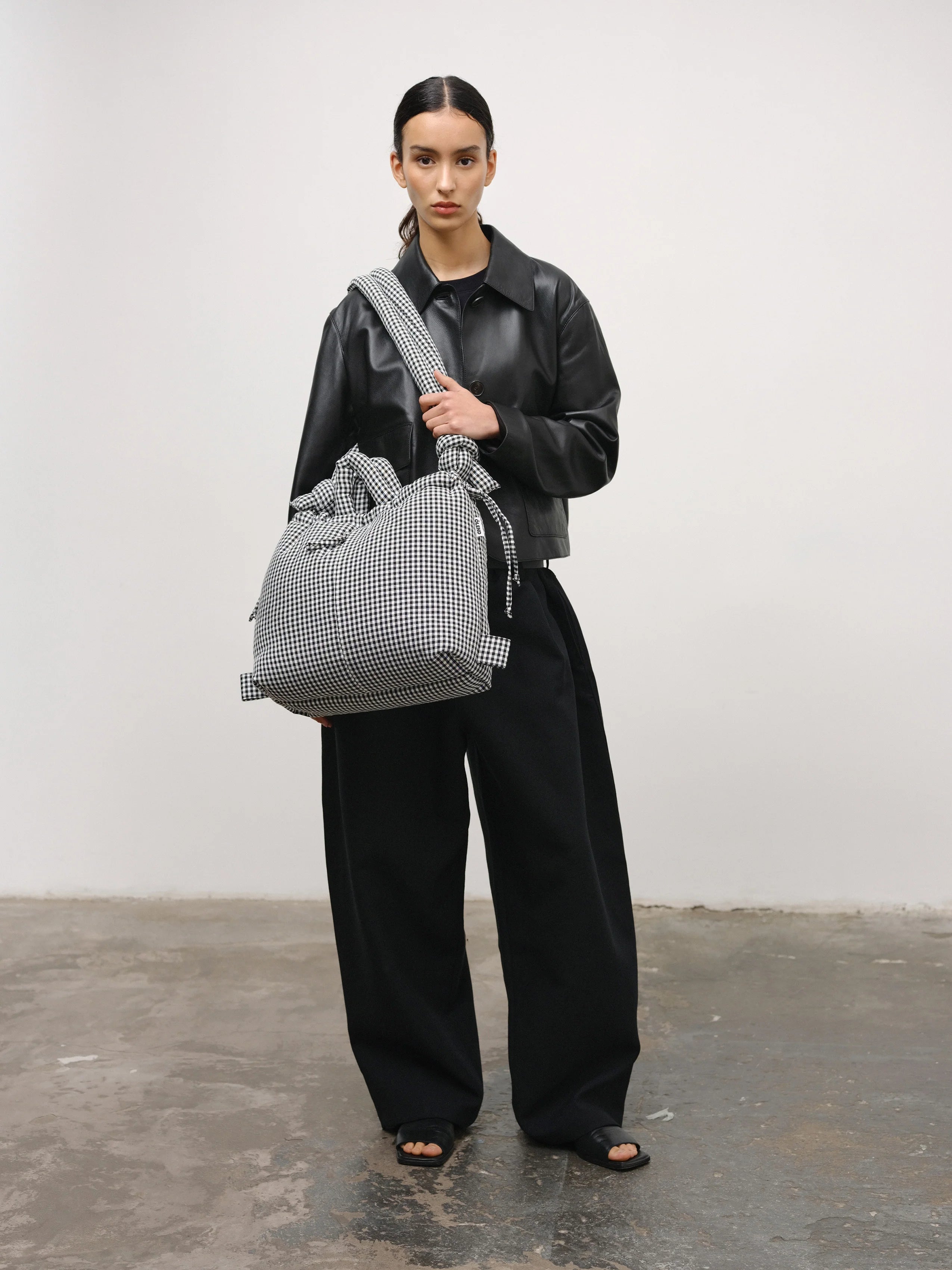 Ona soft black gingham bag