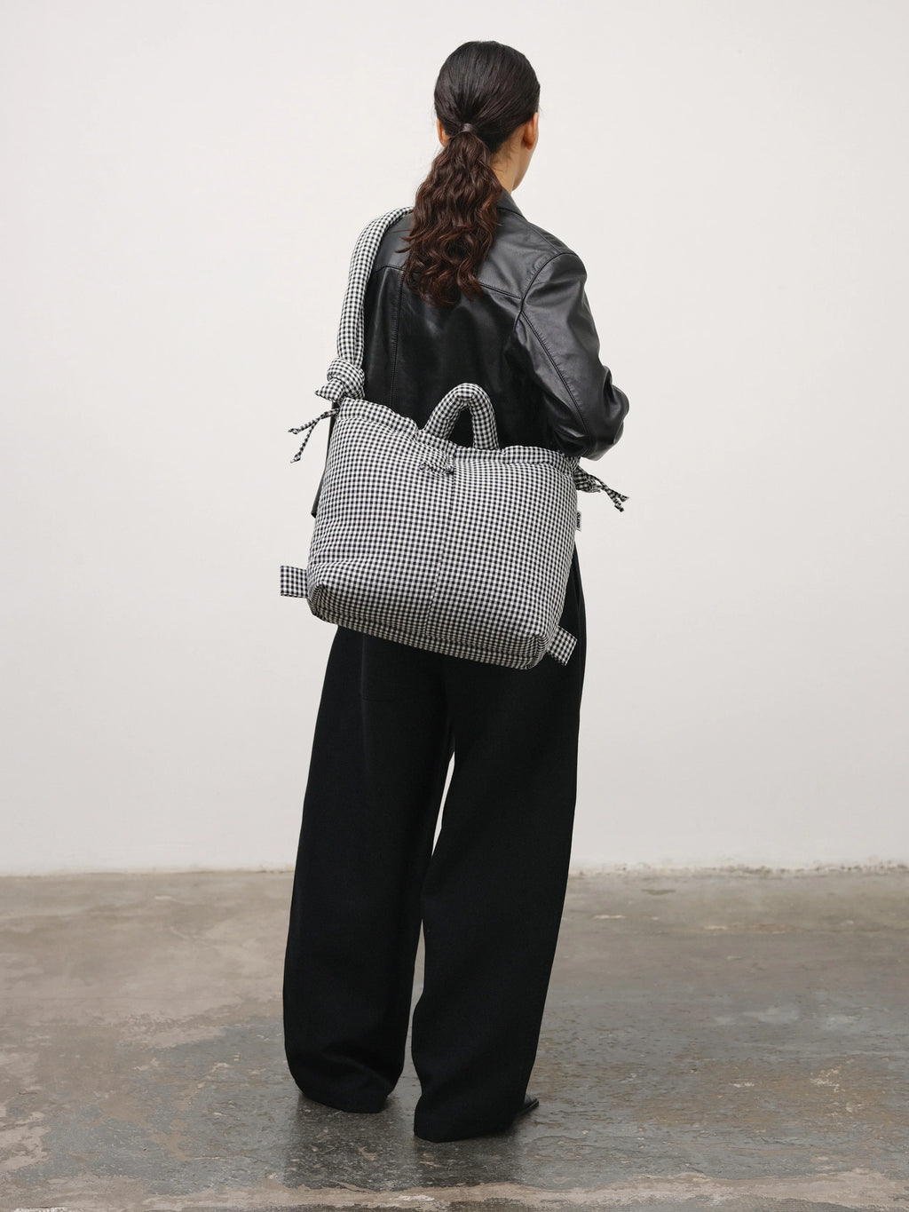Ona soft black gingham bag