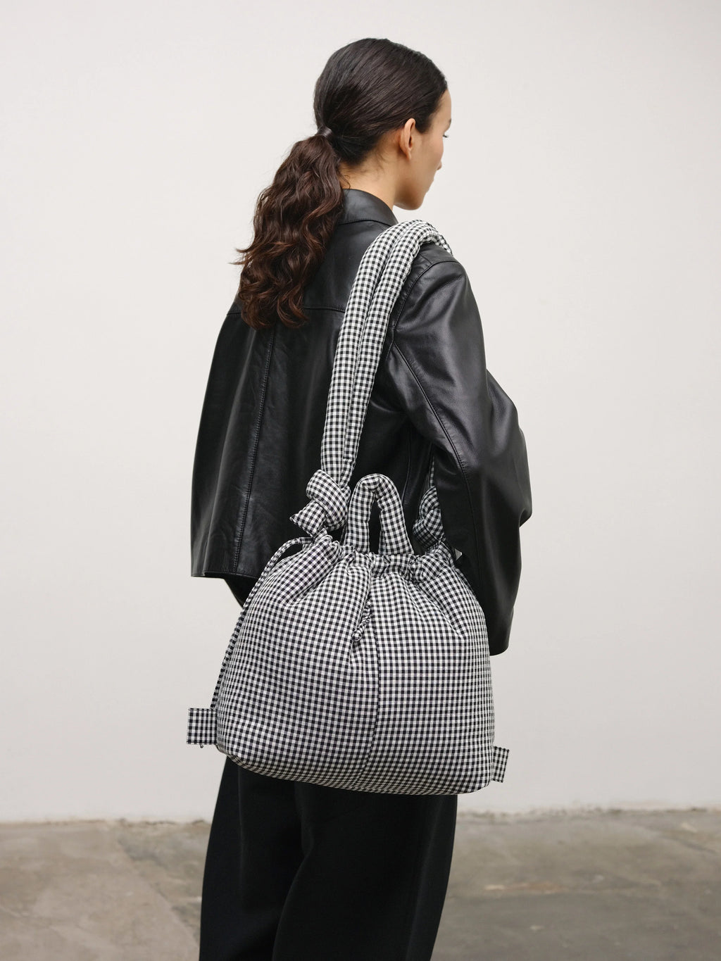Ona soft black gingham bag