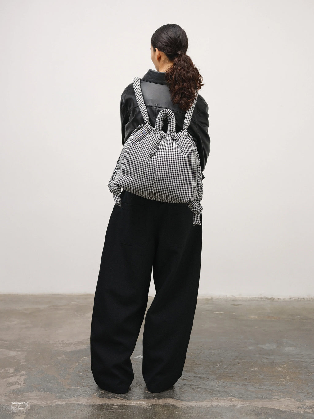 Ona soft black gingham bag