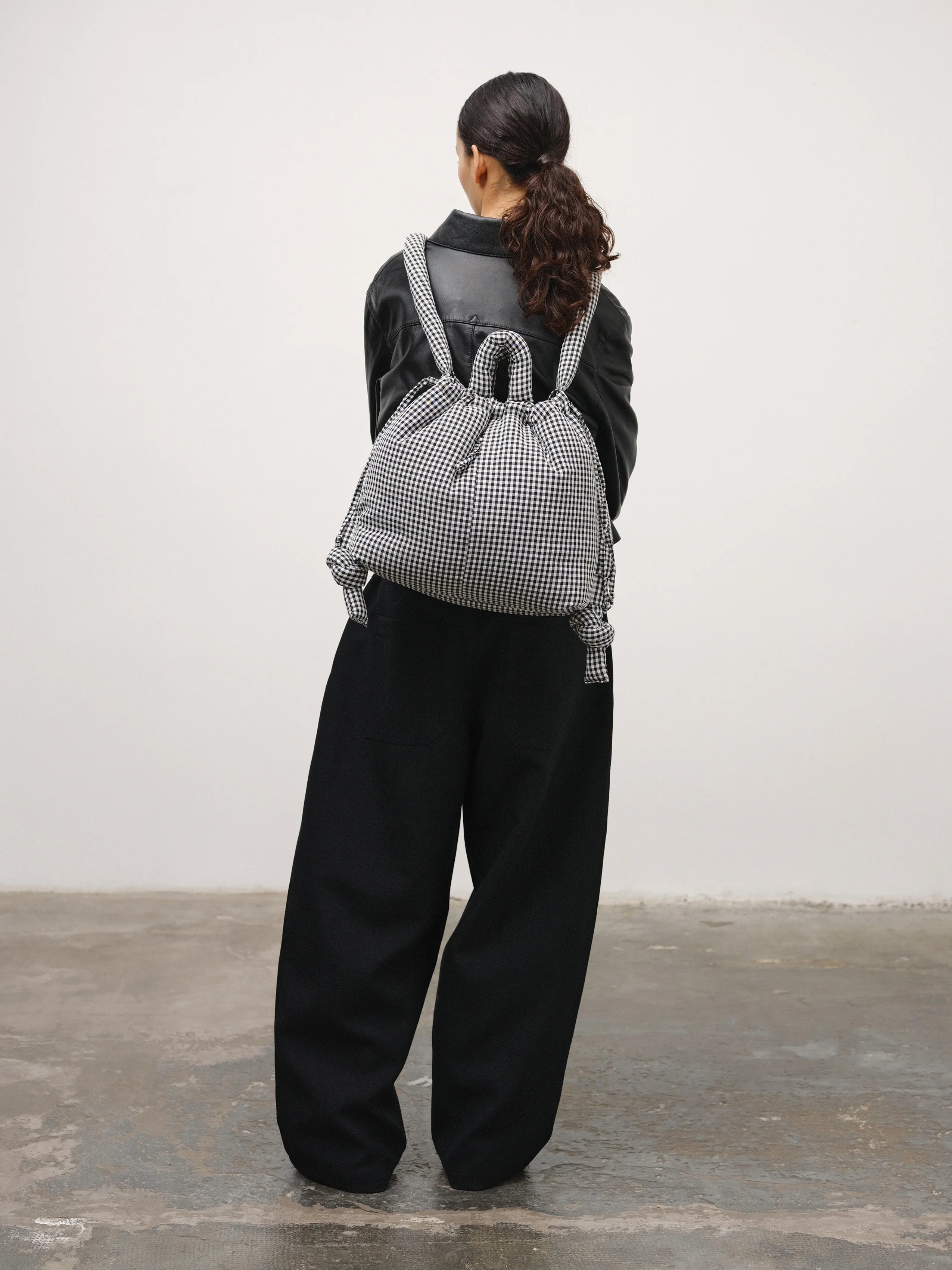 Ona soft black gingham bag