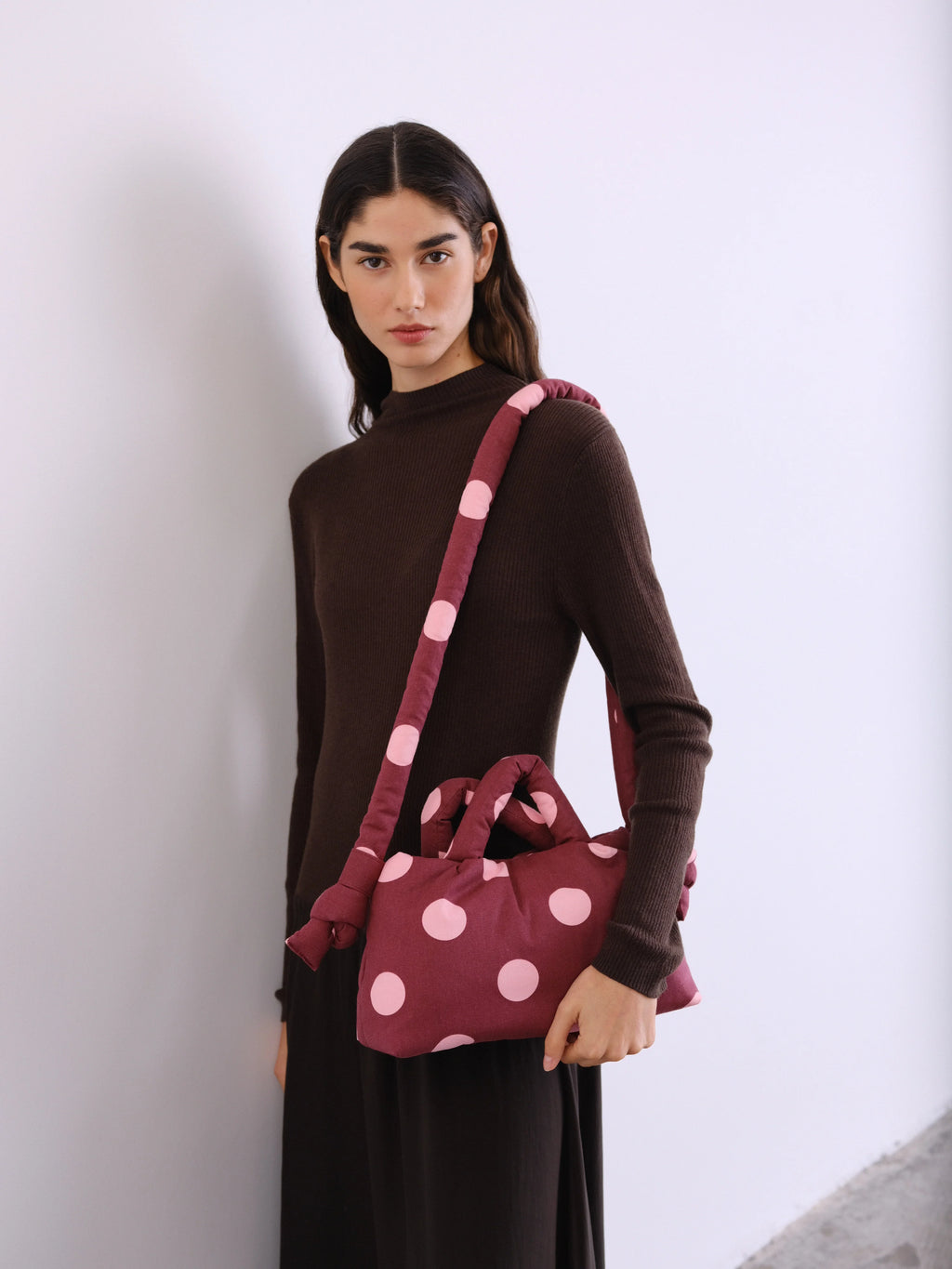 Mini Ona bag dots pale pink cherry red