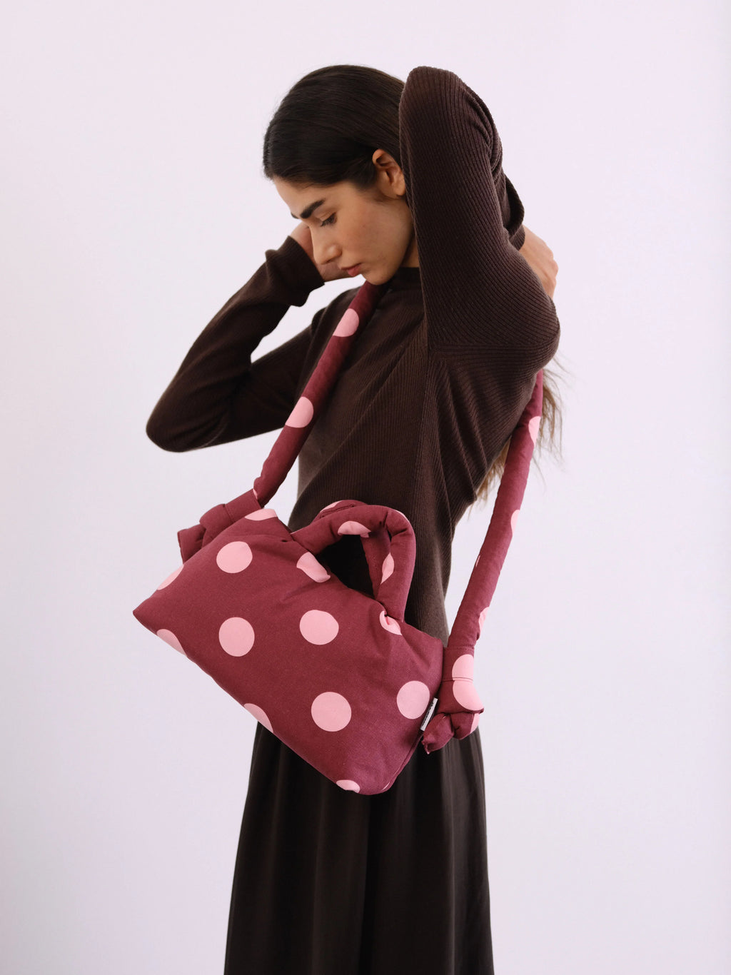 Mini Ona bag dots pale pink cherry red