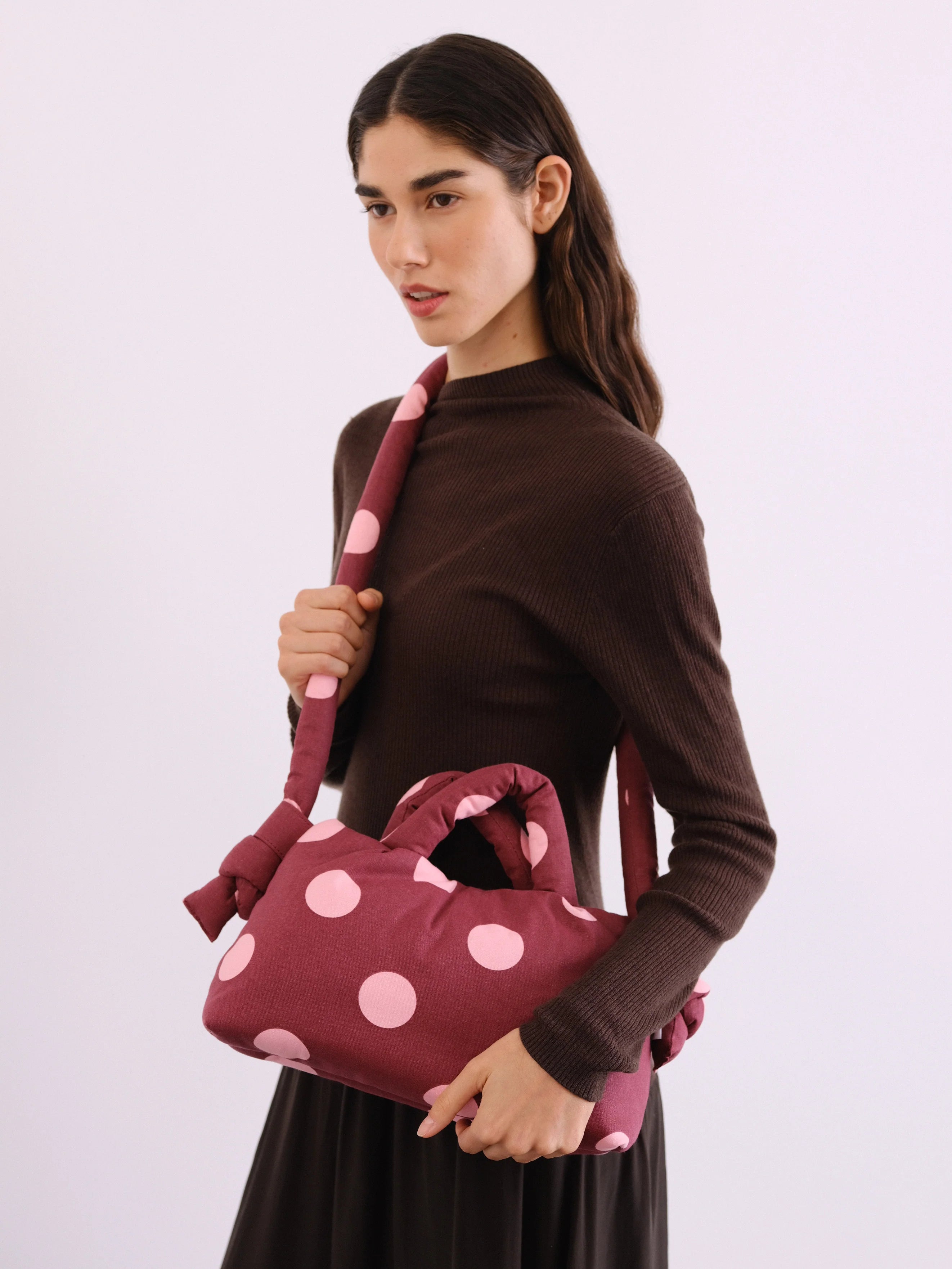 Mini Ona bag dots pale pink cherry red
