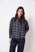 Maribel blue check blouse