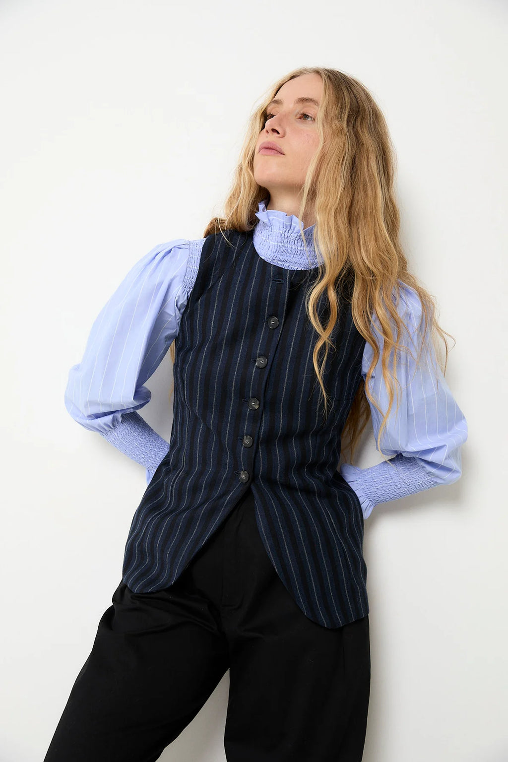 Navy striped Trujillo vest