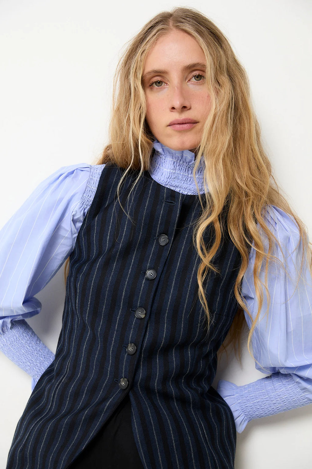 Navy striped Trujillo vest