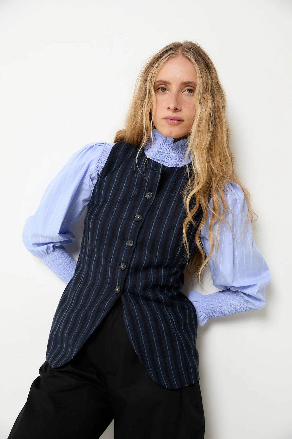 Navy striped Trujillo vest