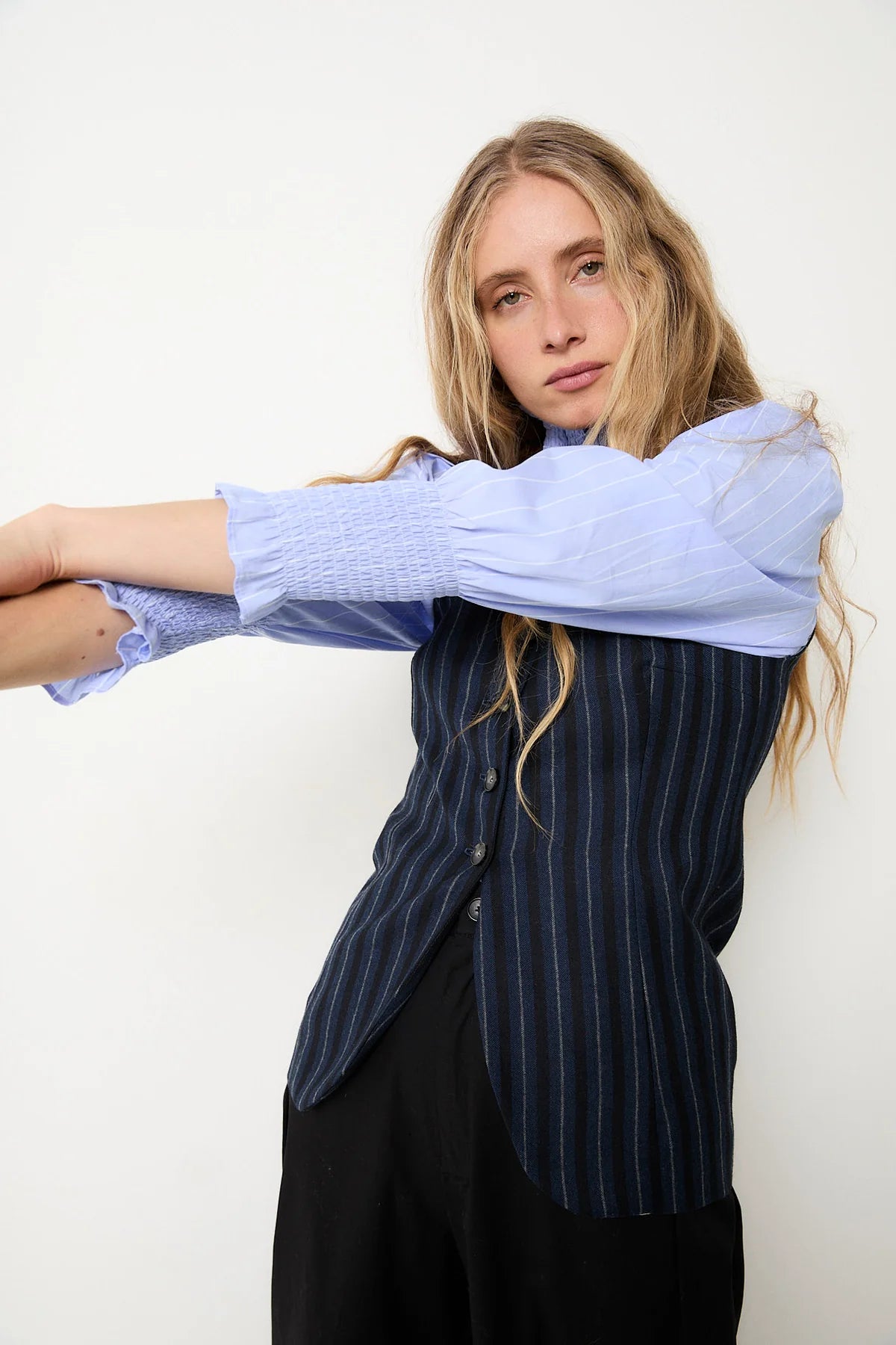 Navy striped Trujillo vest