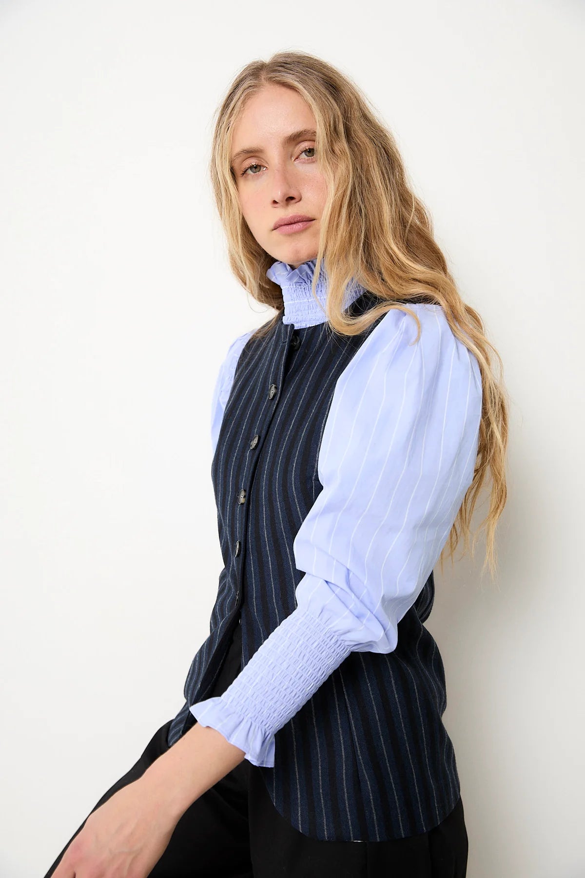 Navy striped Trujillo vest