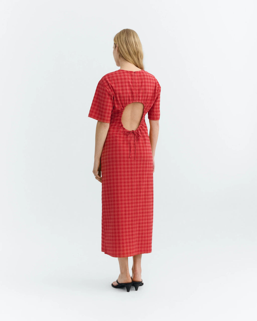 Kina red checks seersucker red