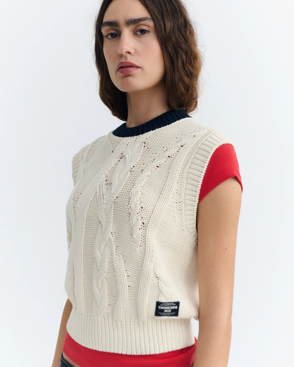 Aria knitted vest ecru