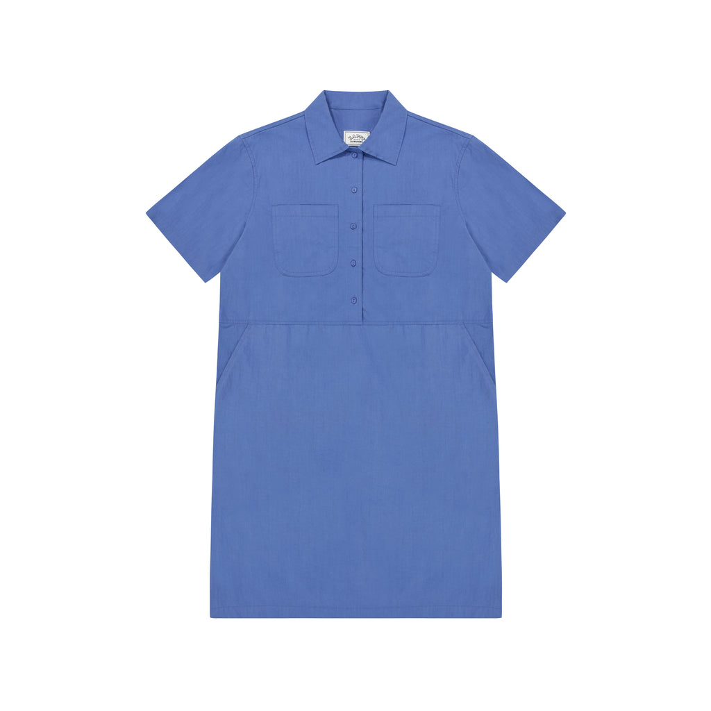 Pocket half shirt dress blue