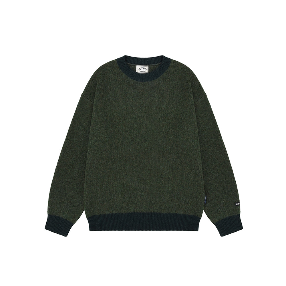 Green ringer round wool knit