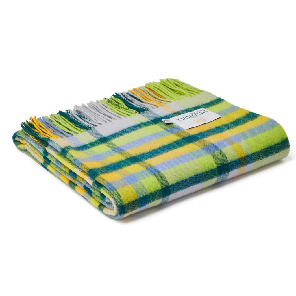 Green virgin wool throw