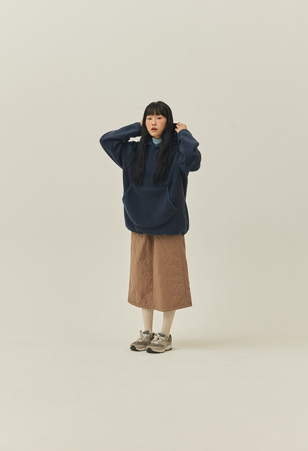 Sunrise fleece button hoodie navy