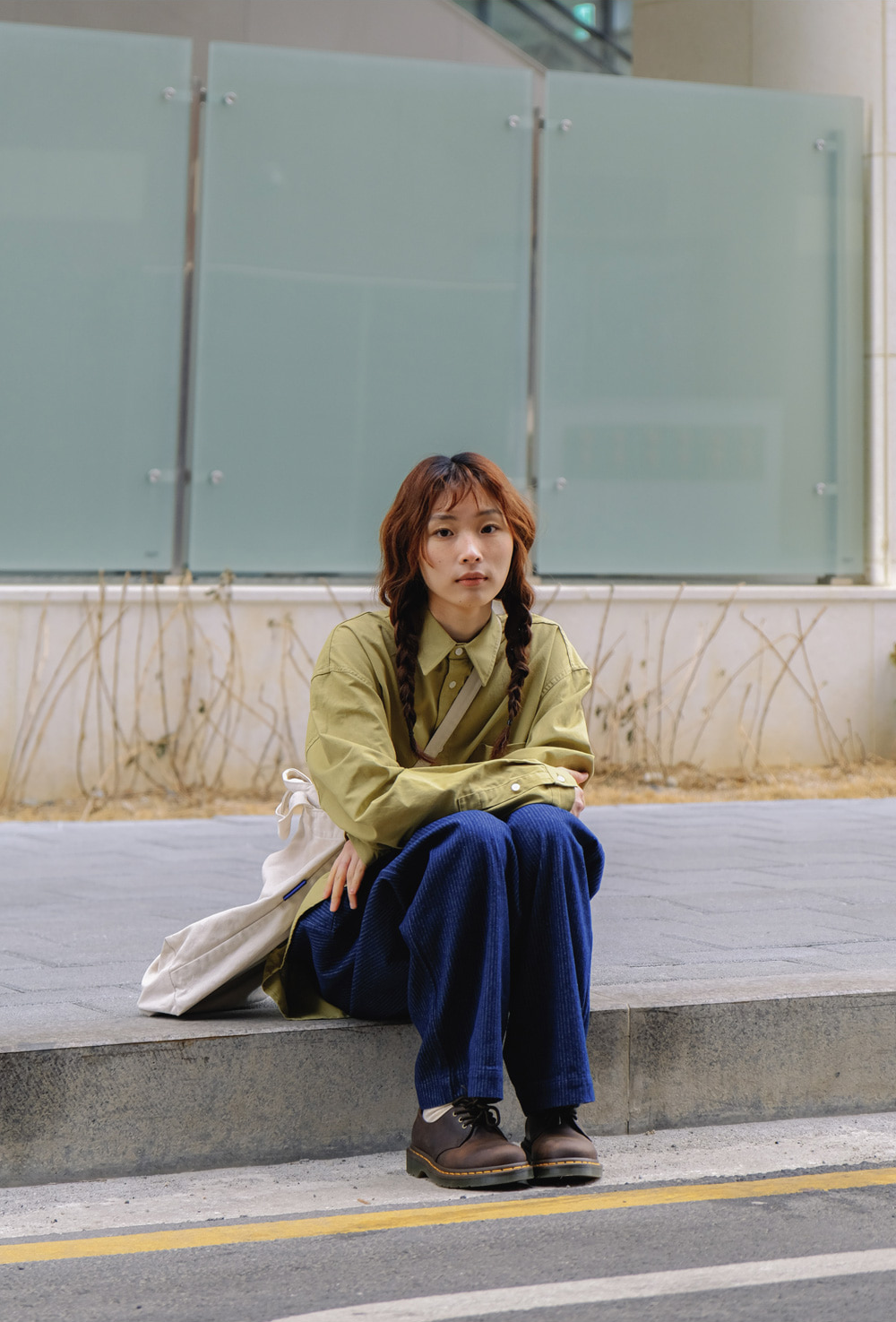 Fatigue stipe denim pants indigo