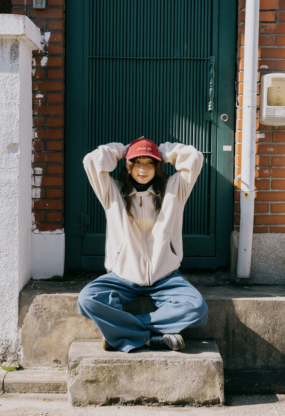 Fleece bomber jacket cream
