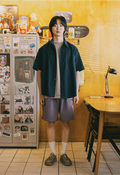 Two-tuck wide half pants, purple