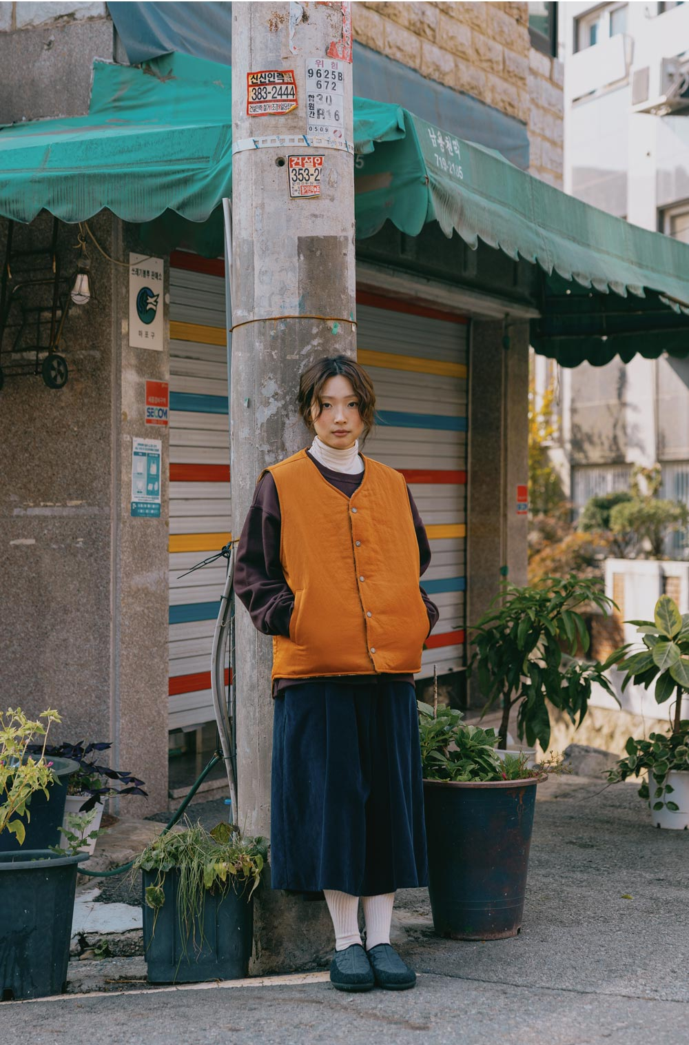 Reversible nylon check vest orange