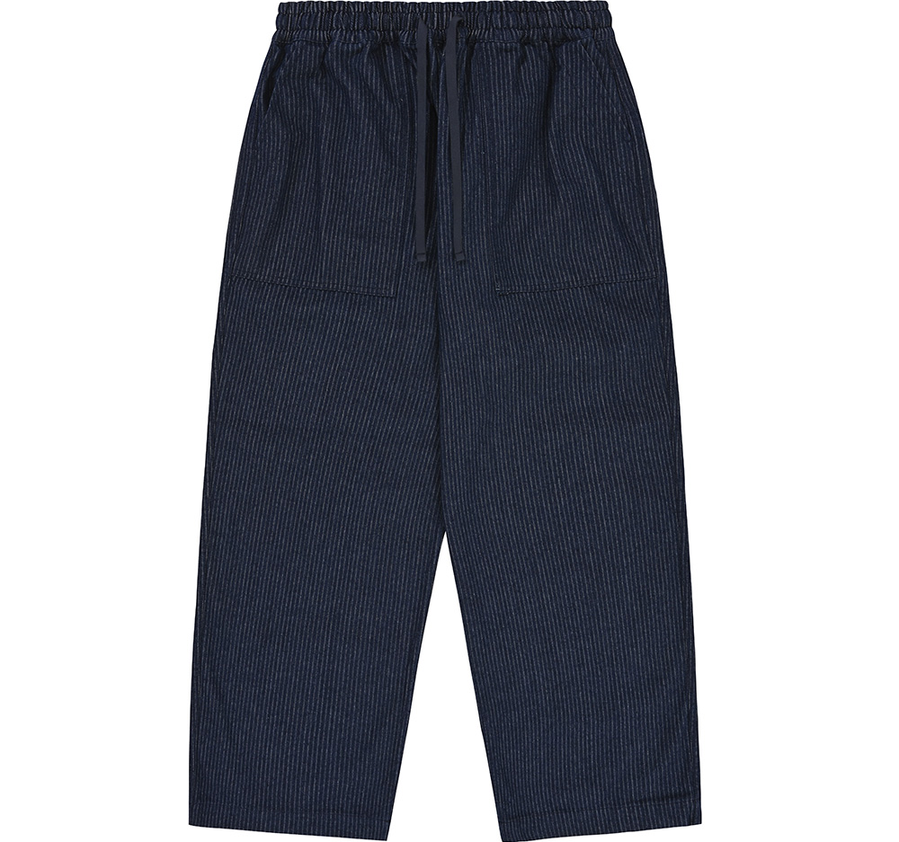 Fatigue stipe denim pants indigo