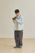 One-tuck wide fatigue pants charcoal