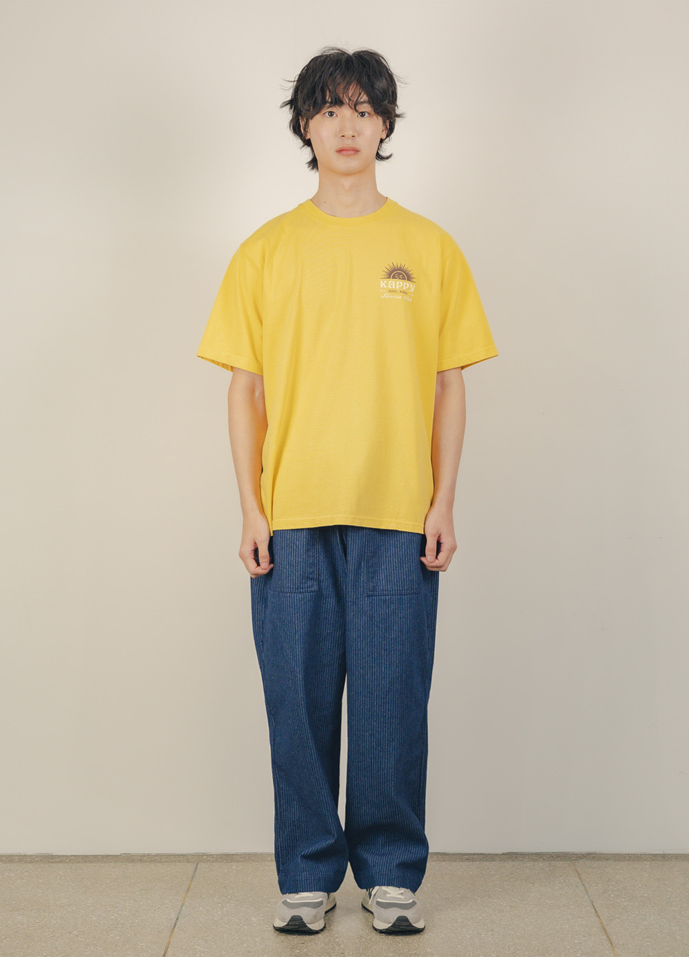 Fatigue stipe denim pants indigo