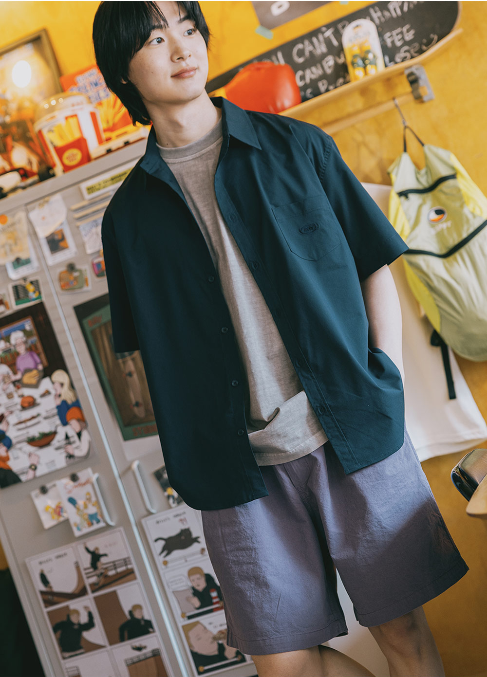 Two-tuck wide half pants, purple