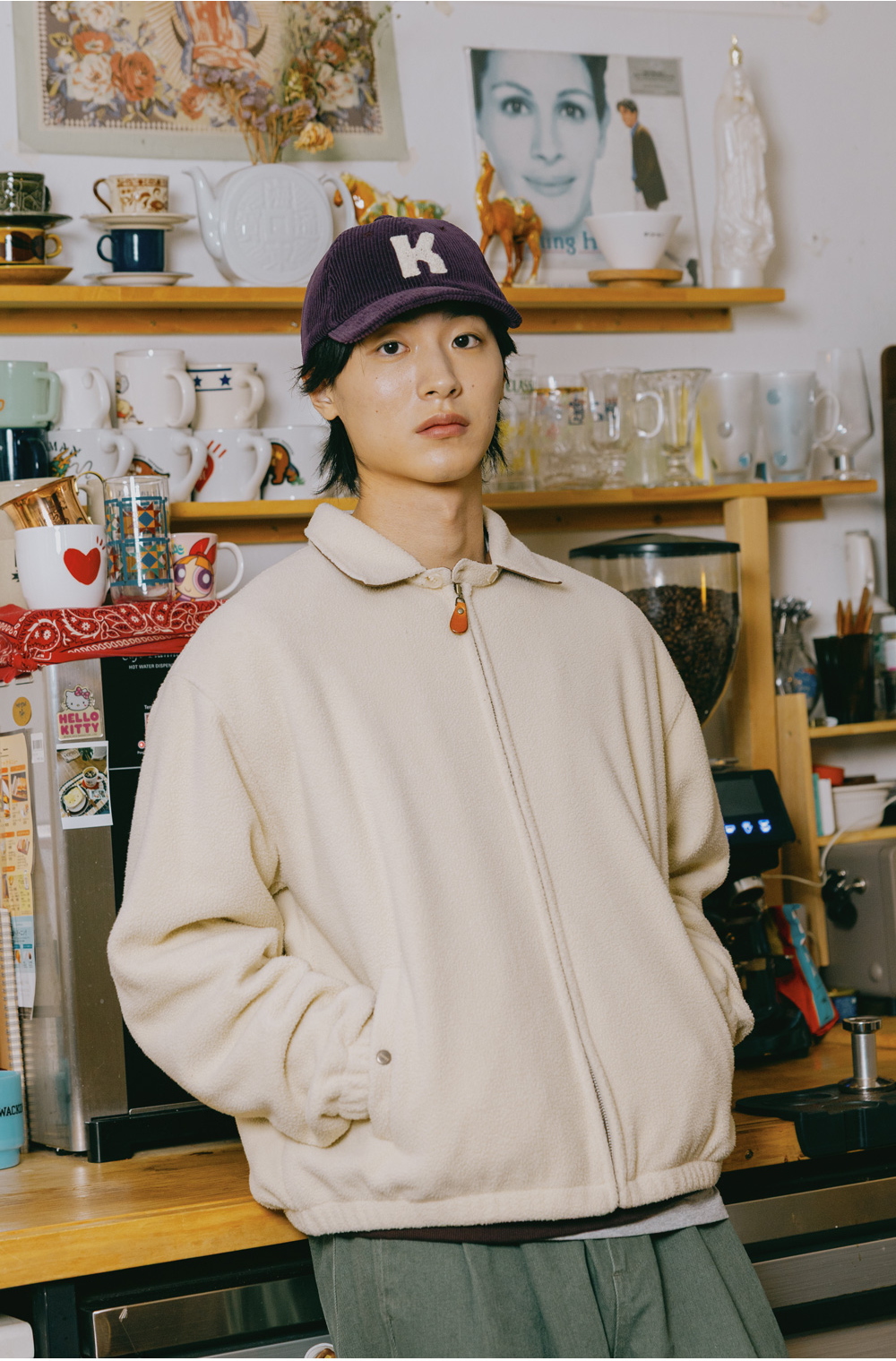 Fleece bomber jacket cream