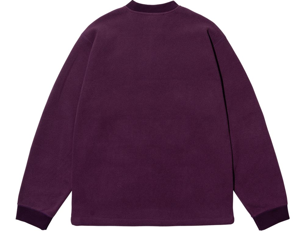Fleece waffle button anorak purple
