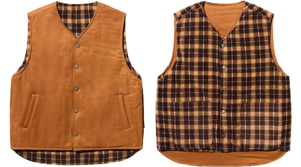 Reversible nylon check vest orange