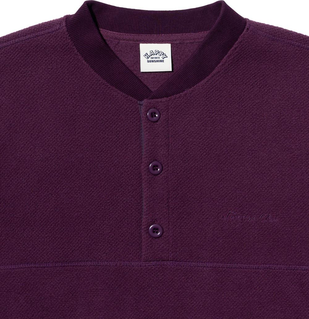 Fleece waffle button anorak purple