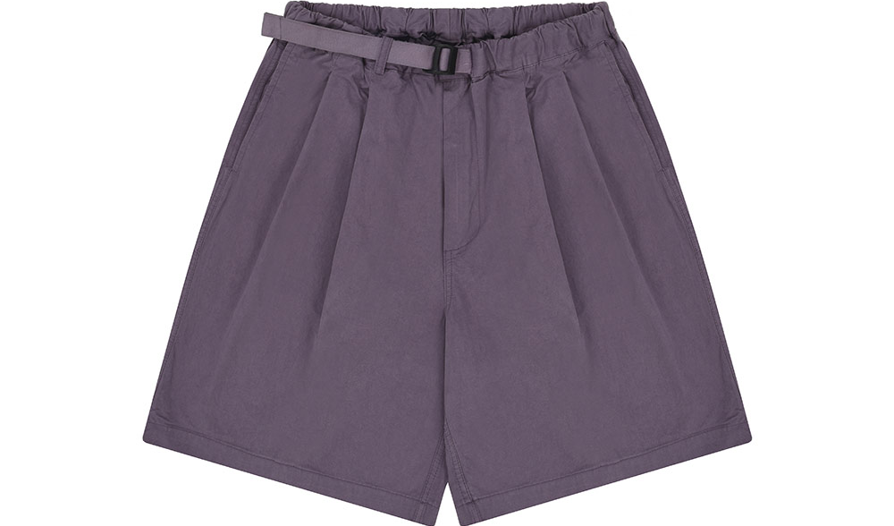 Two-tuck wide half pants, purple