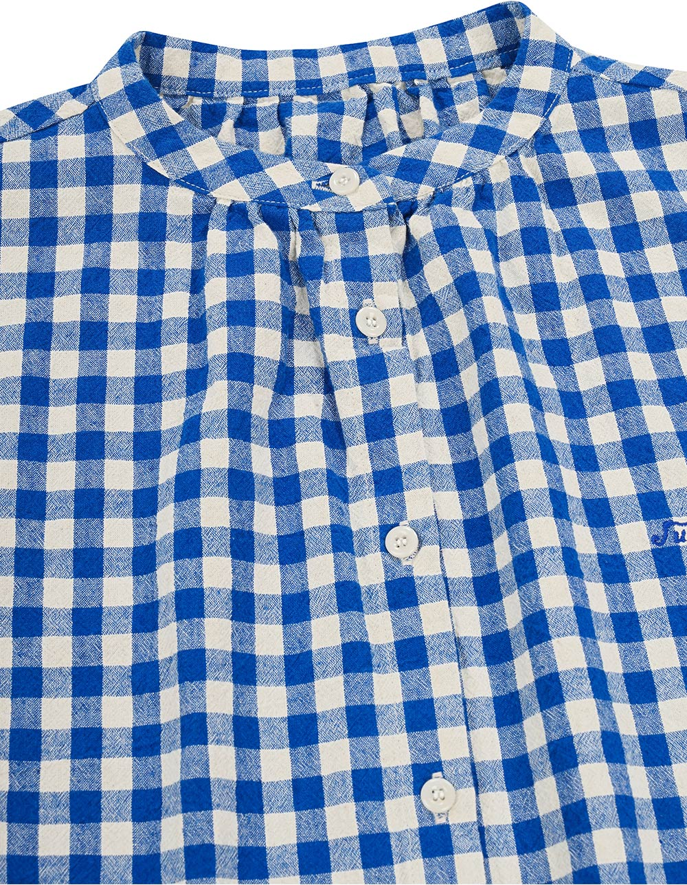 Gingham check linen dress blue