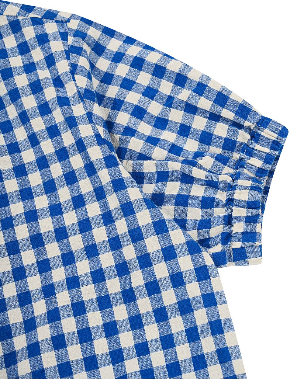 Gingham check linen dress blue
