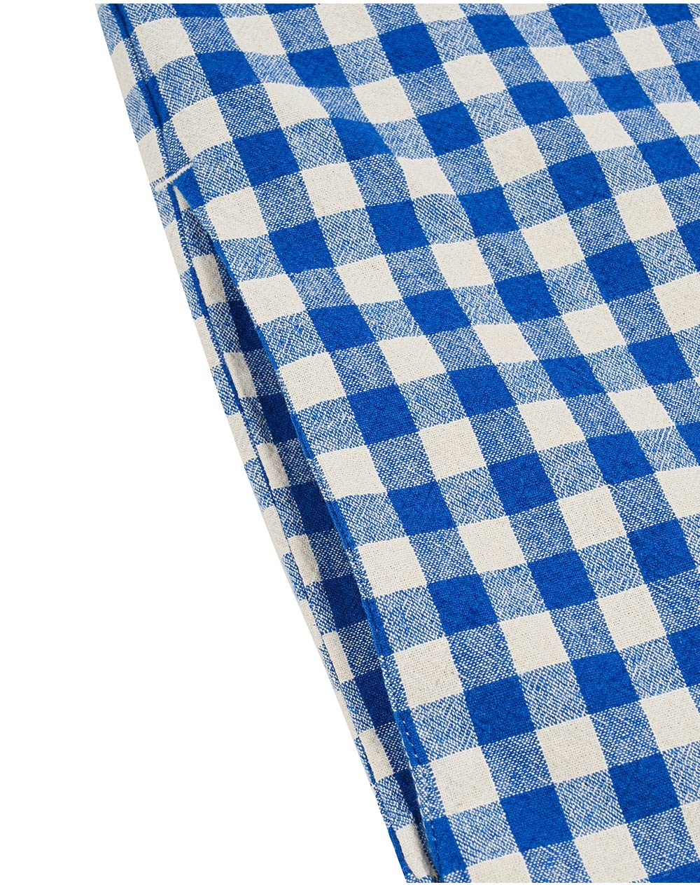 Gingham check linen dress blue