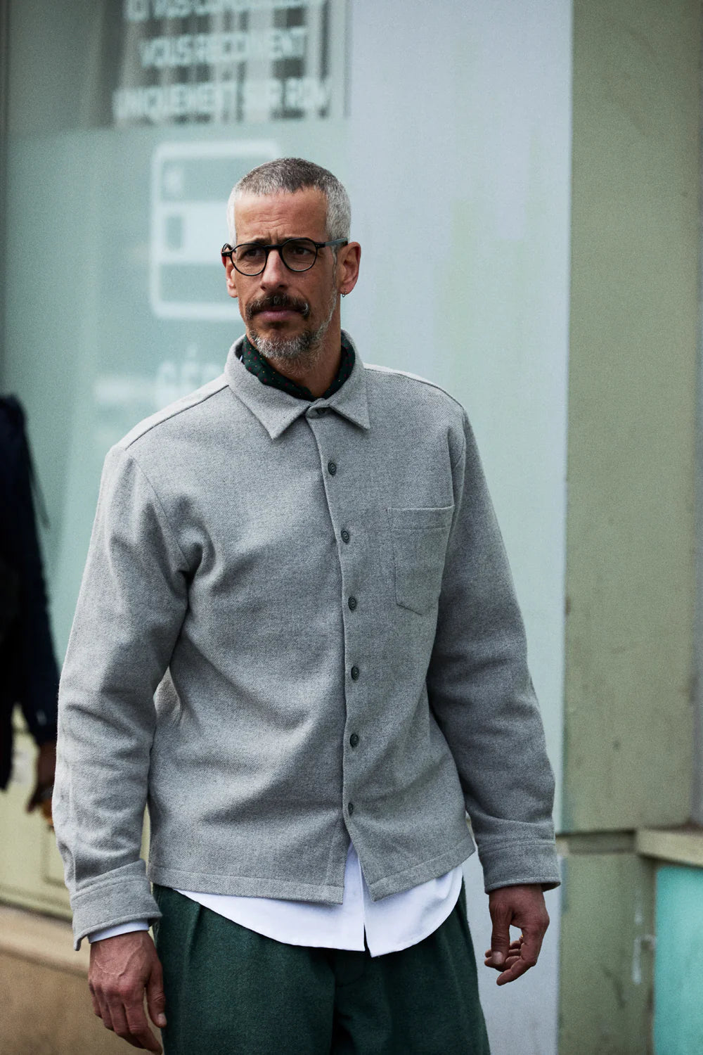 Grey pure wool overshirt
