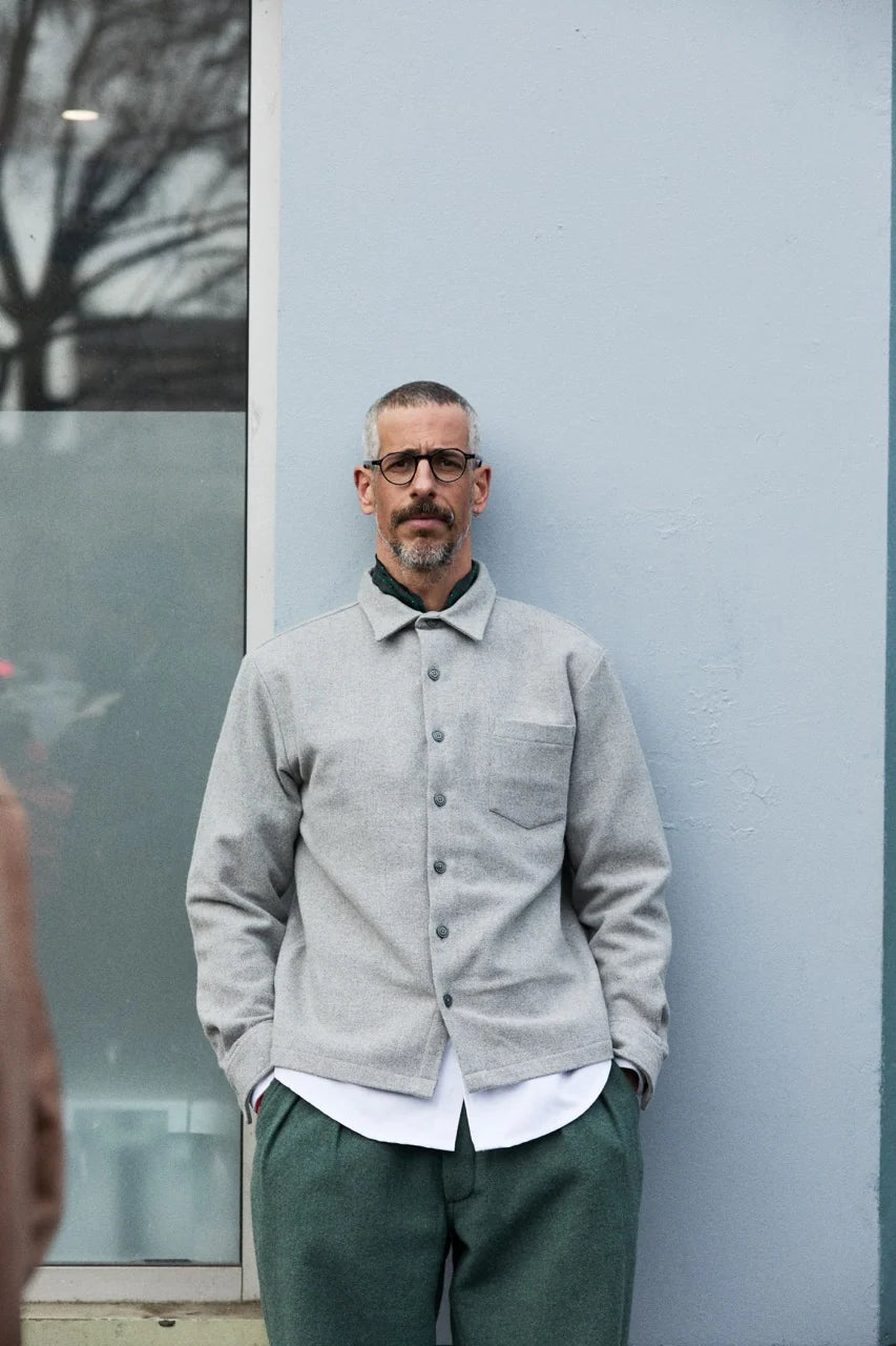 Grey pure wool overshirt
