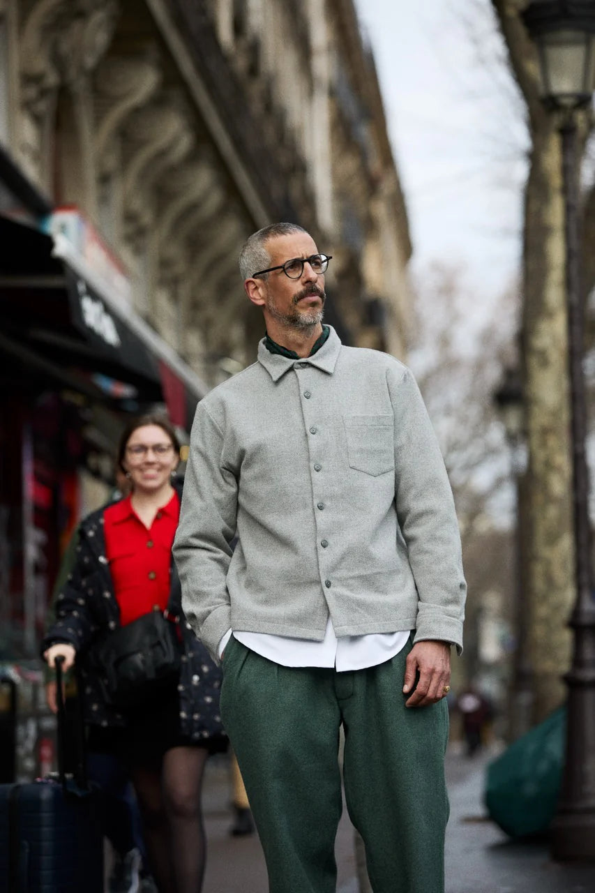 Grey pure wool overshirt