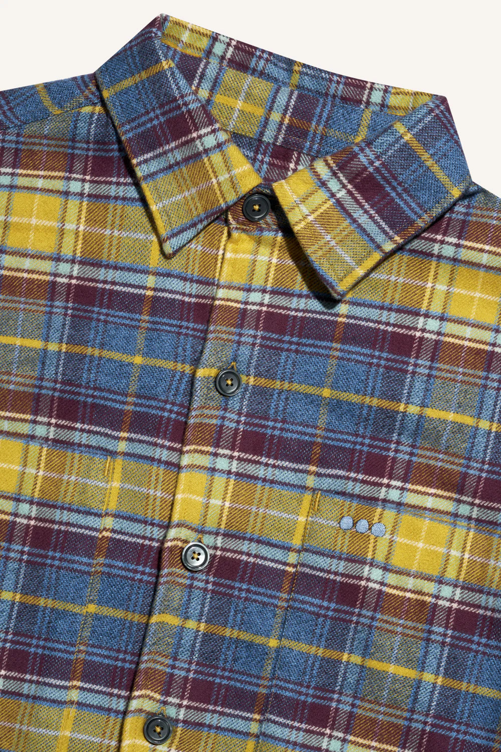 Blue yellow brown tartan casual overshirt