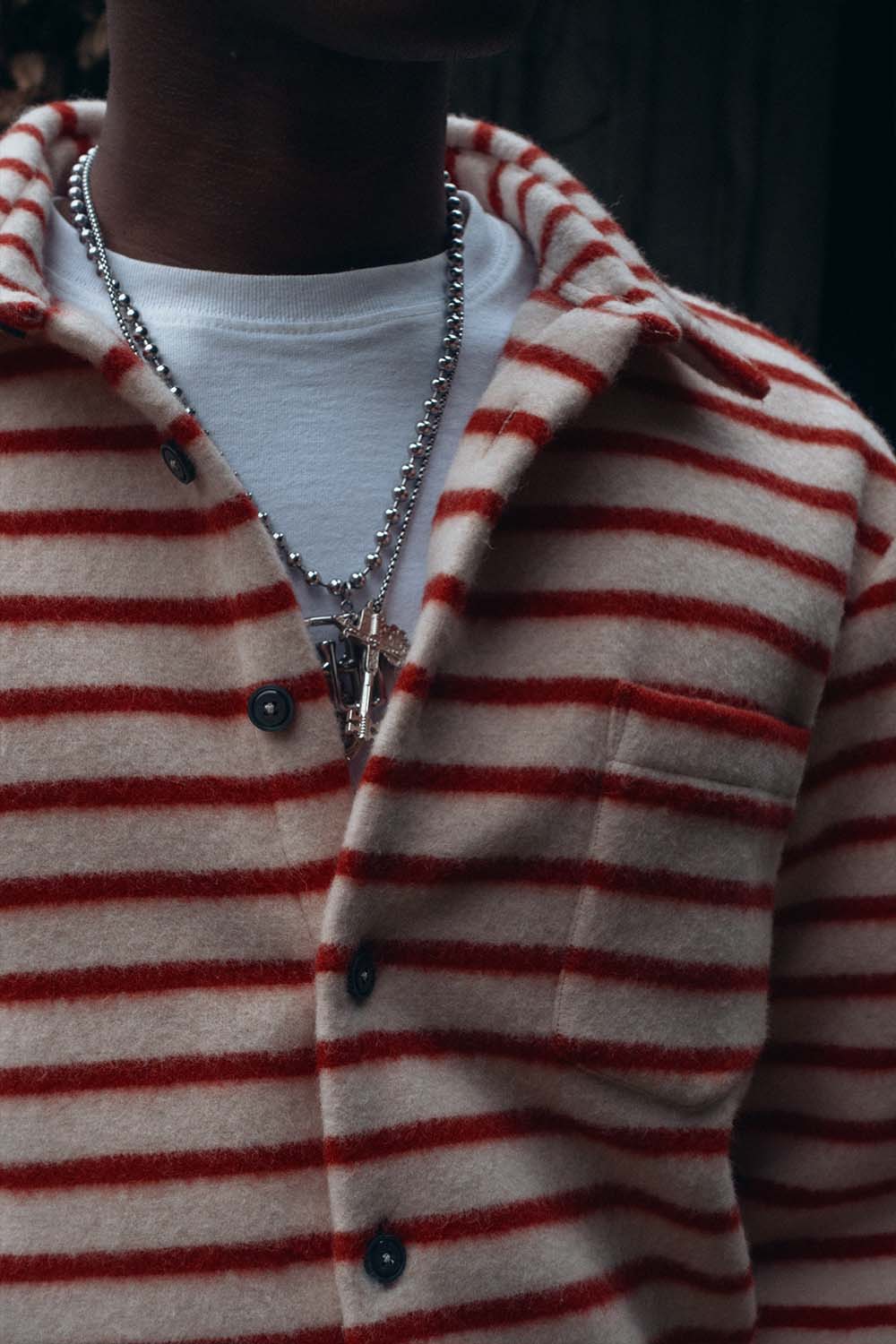 Red striped overshirt