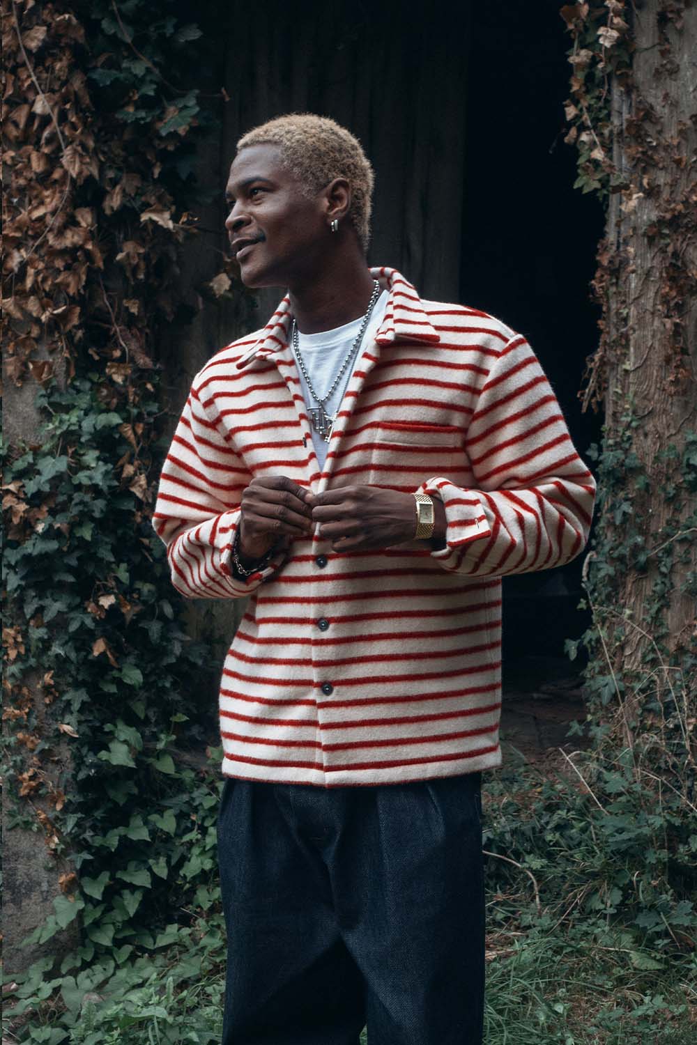 Red striped overshirt