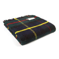 Virgin wool green tartan throw