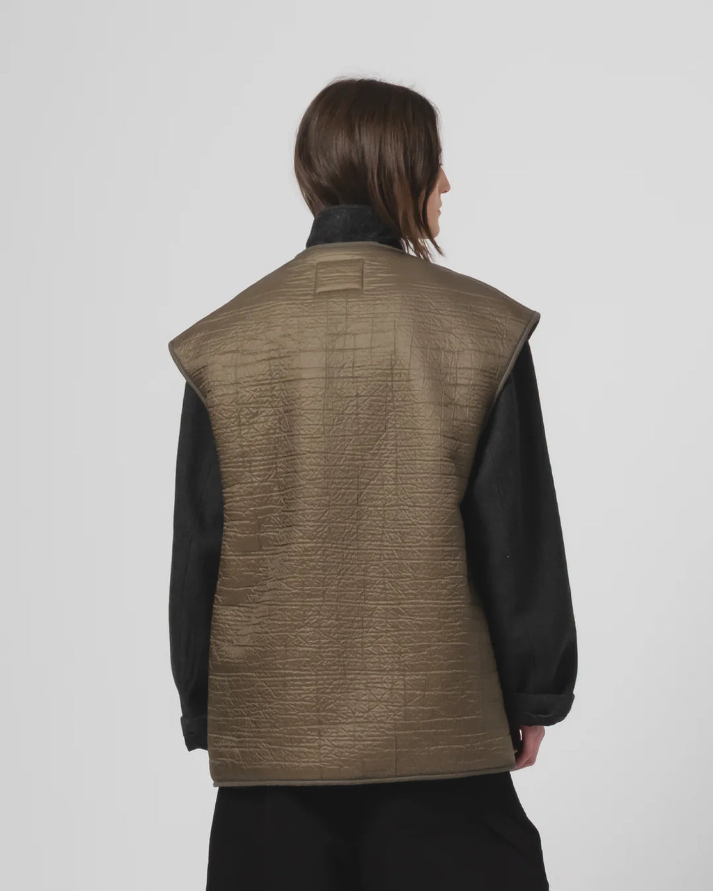 Ridge Vest Nylon Down Fossil Green / Off White