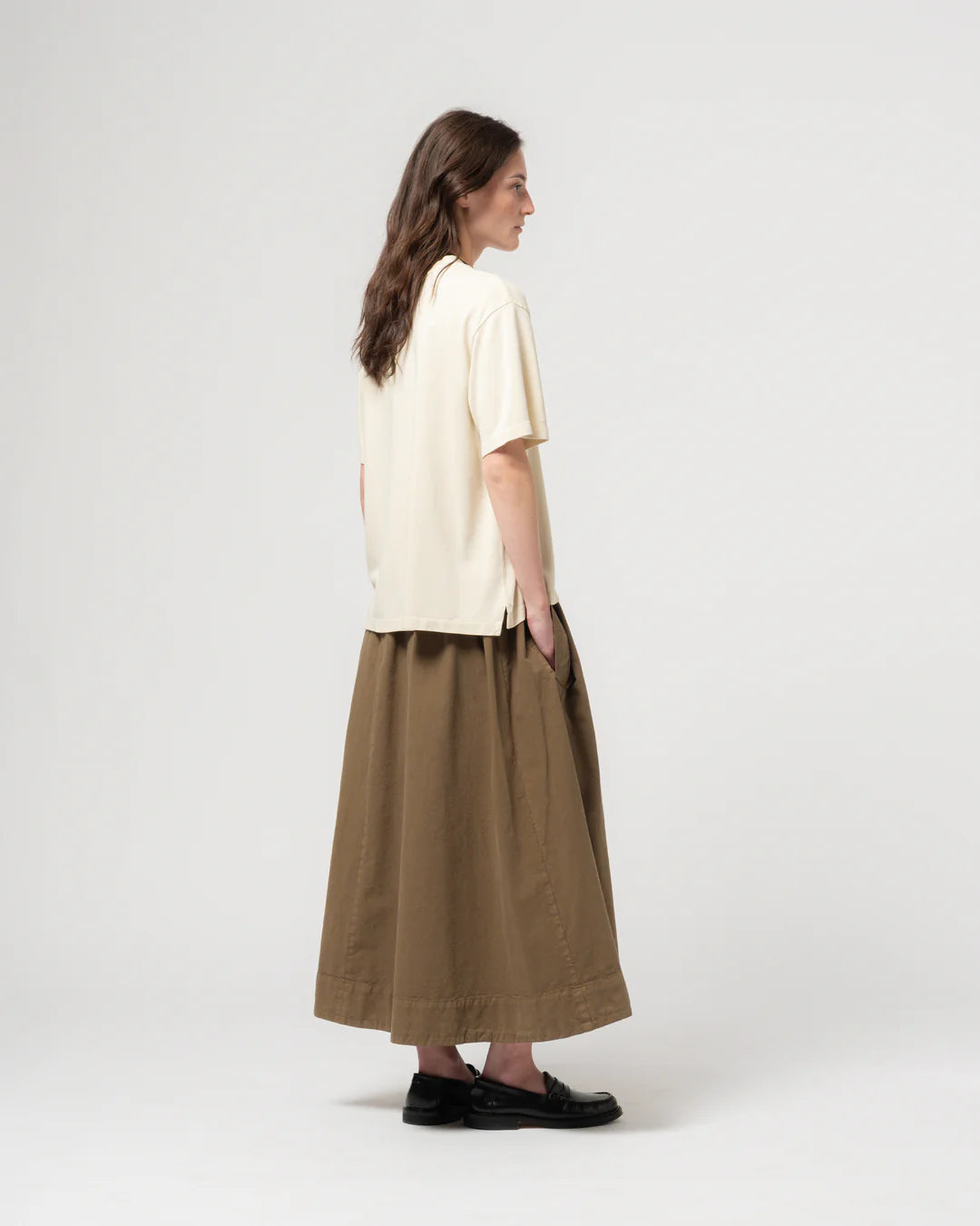 Meadow skirt cotton linen canteen green